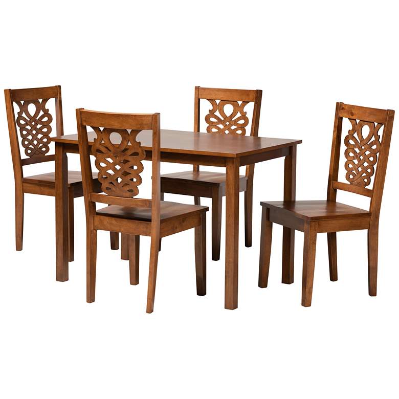 Image 1 Luisa Walnut Brown Wood 5-Piece Dining Table and Chair Set