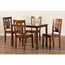 Luisa Walnut Brown Wood 5-Piece Dining Table and Chair Set