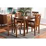 Luisa Walnut Brown Wood 5-Piece Dining Table and Chair Set