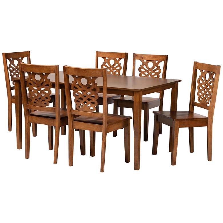 Image 1 Luisa Walnut Brown Wood 7-Piece Dining Table and Chair Set