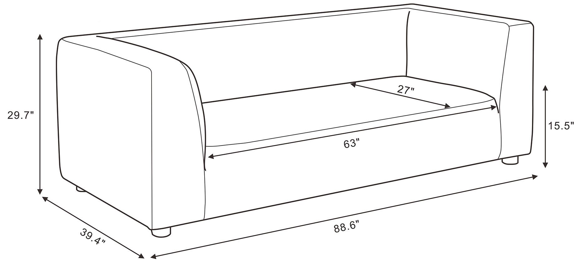 Image 3 Lukas Contemporary Modern 89" Upholstered Sofa in Cream more views