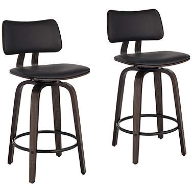 Luke 25 3/4" Black Faux Leather Counter Stools Set of 2