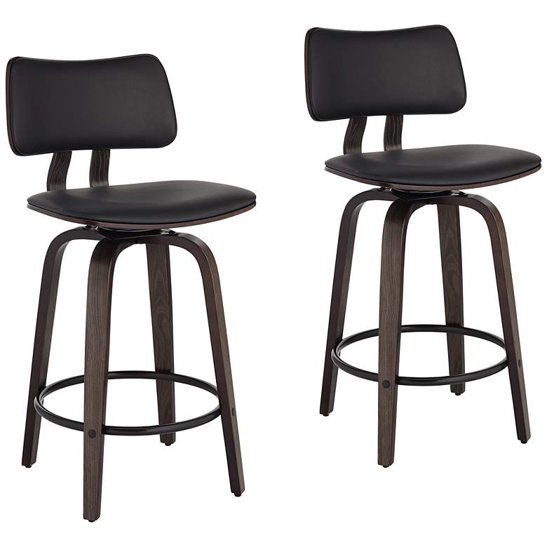 Image 1 Luke 25 3/4" Black Faux Leather Counter Stools Set of 2