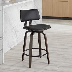 Image1 of Luke 25 3/4" High Black Faux Leather Counter Stool