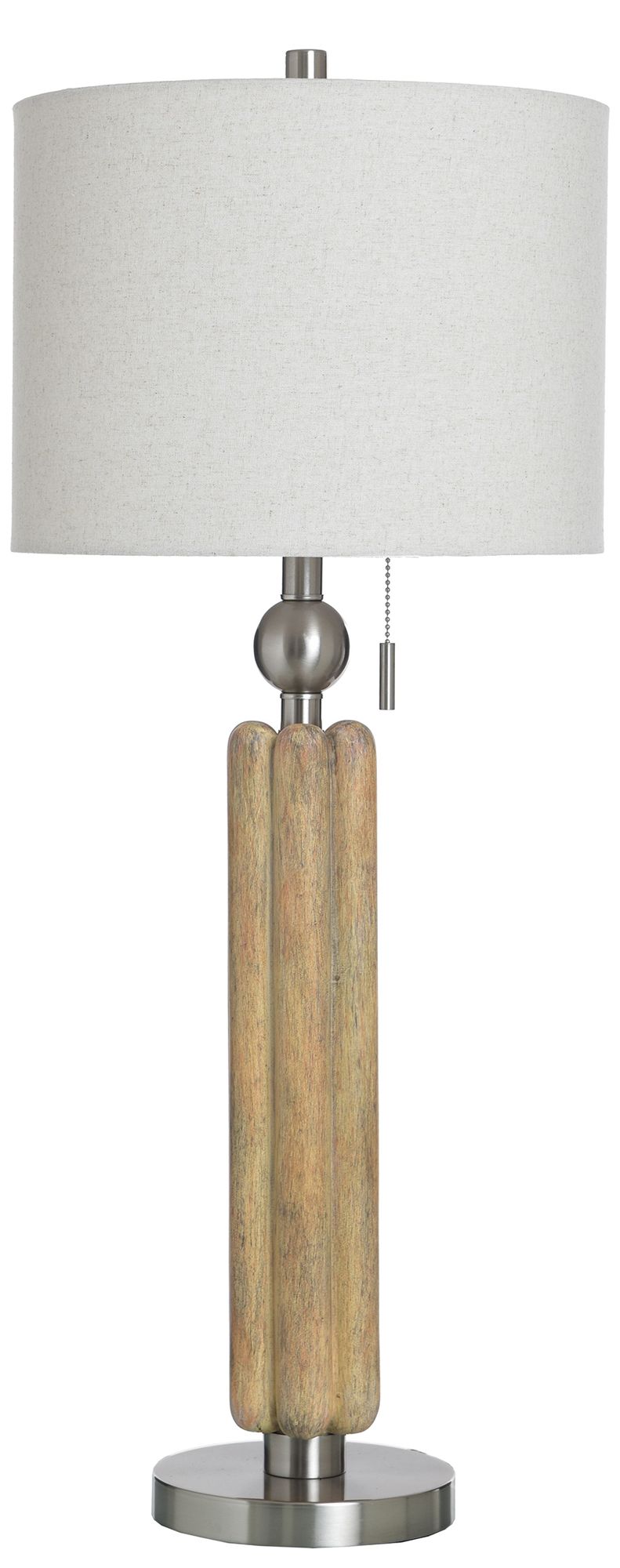 Luke 34.5" High Chadron Silver Table Lamp with Beige Shade