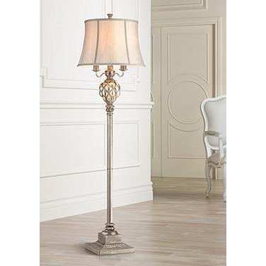 Luke Mercury Glass 4-Light 63 1/2" Floor Lamp with Night Light