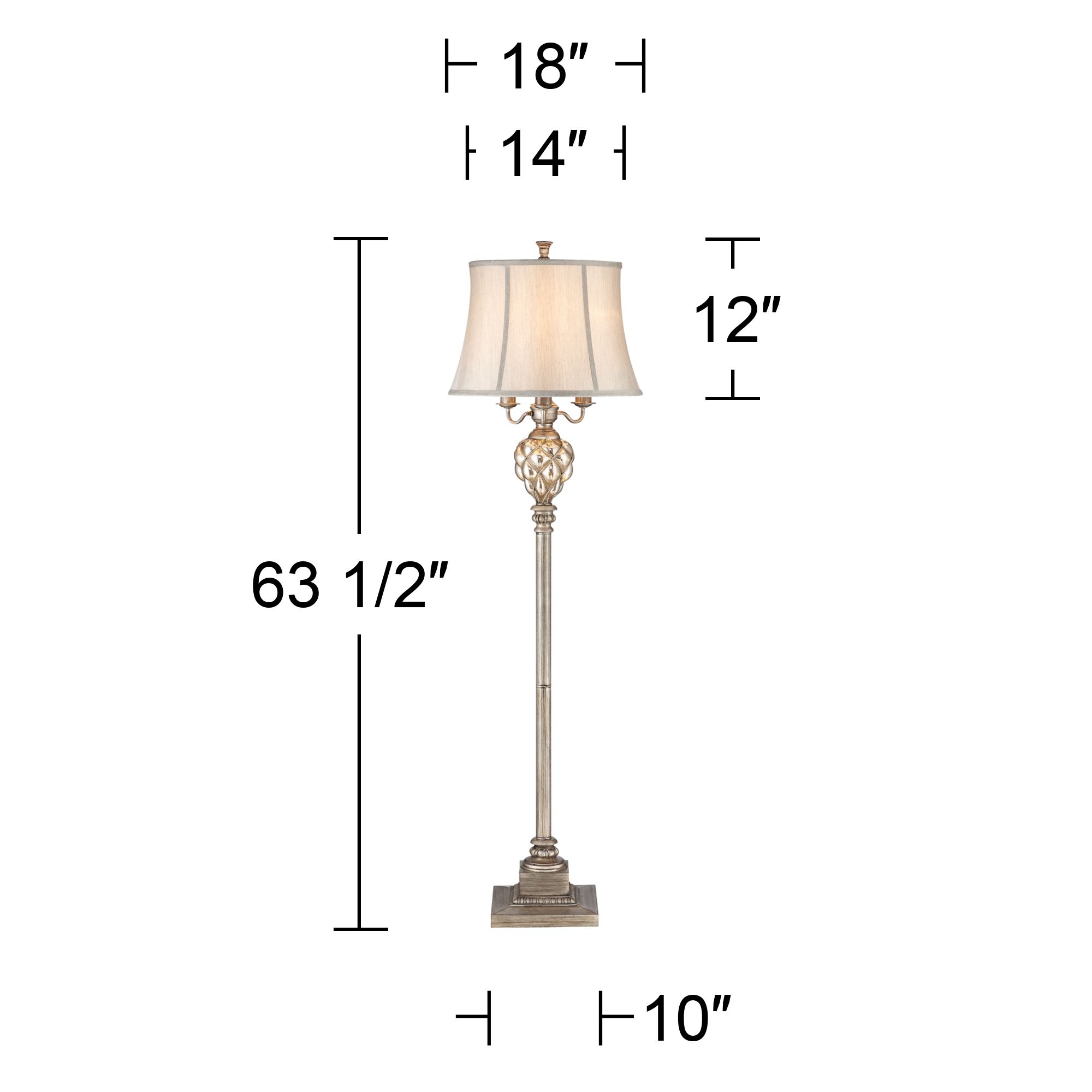 Luke Mercury Glass 4-Light 63 1/2" Floor Lamp with Night Light