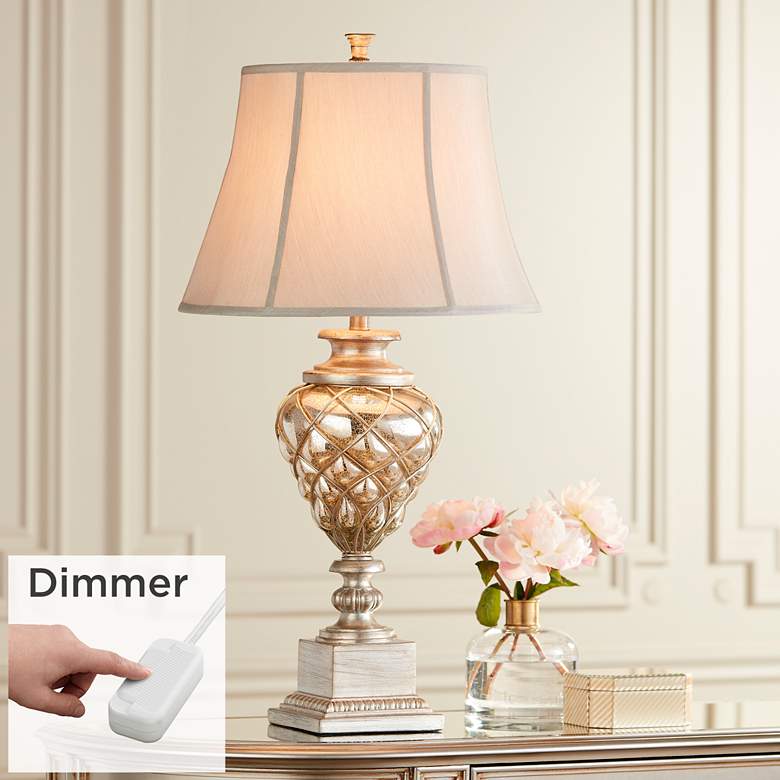 Luke Mercury Glass LED Nightlight Lamp with Table Top Dimmer