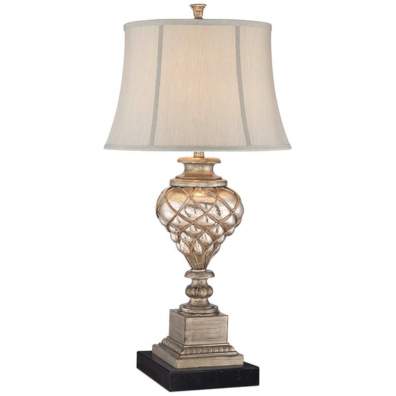 Image 1 Luke Mercury Glass Night Light Table Lamp with Black Marble Riser