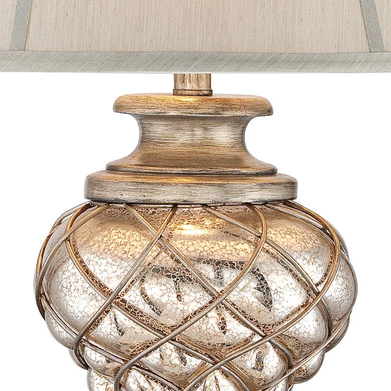 Image 4 Luke Mercury Glass Night Light Table Lamp with Black Marble Riser more views