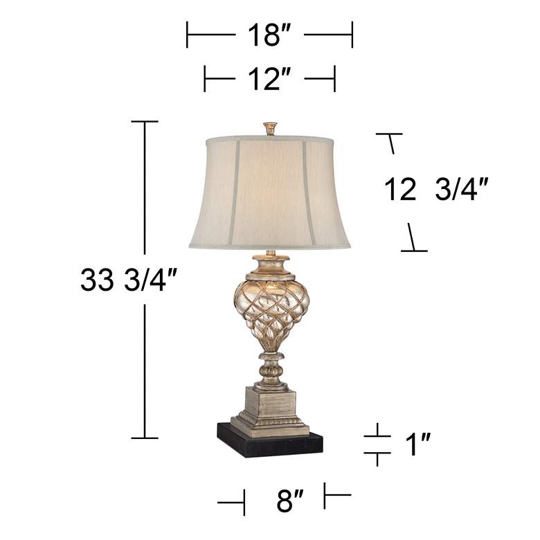 Image 7 Luke Mercury Glass Night Light Table Lamp with Black Marble Riser more views