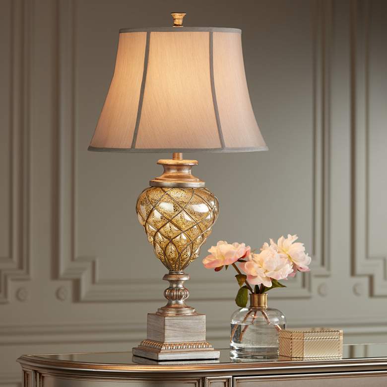 Image 4 Luke Mercury Glass Table Lamp with LED Night Light more views