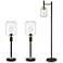 Luken Black and Brass Metal Floor and Table Lamps Set of 3 with USB Ports