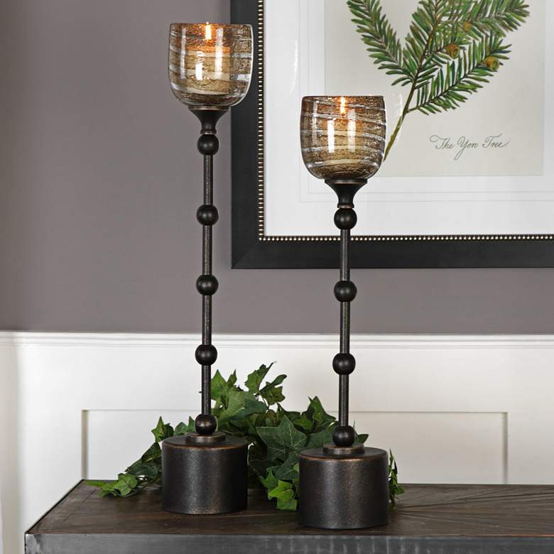 Image 1 Lula Dark Oil Rubbed Bronze 2-Piece Votive Candle Holder Set