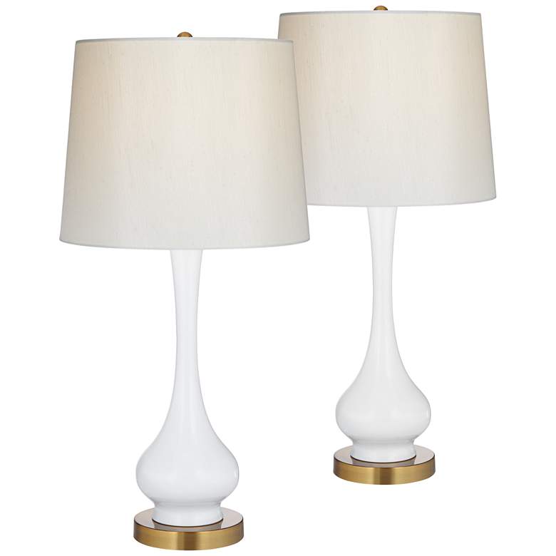 Image 1 Lula White and Brass Gourd Table Lamp Set of 2