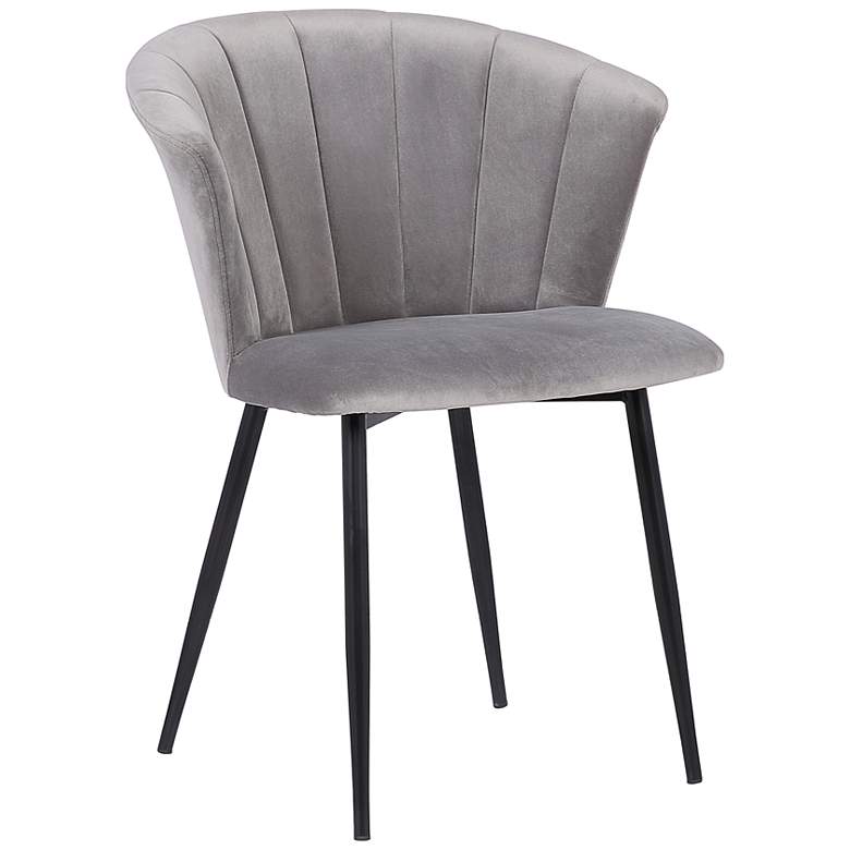 Image 2 Lulu Dining Chair in Gray Velvet and Black Powder Coated Finish