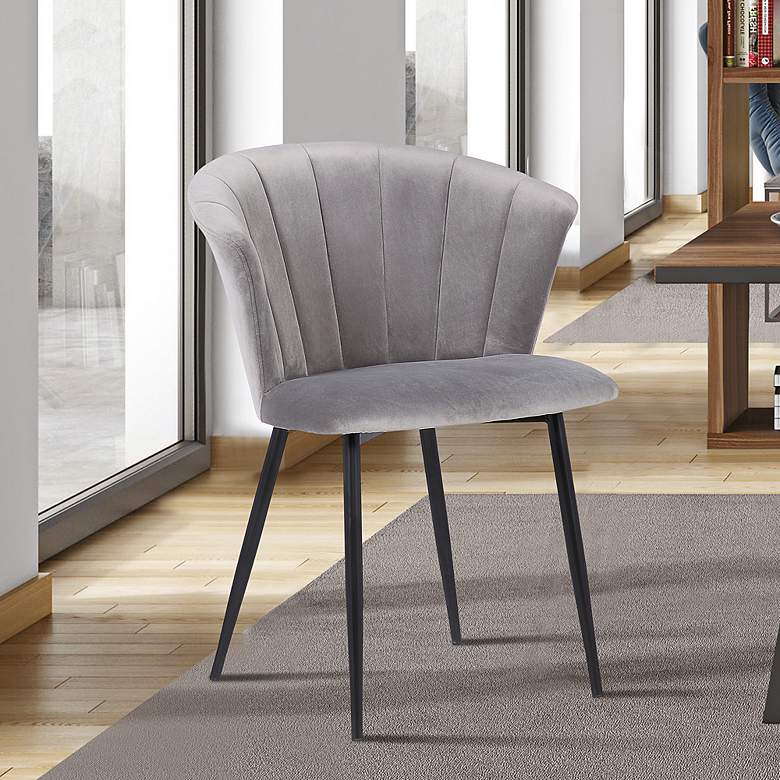 Image 1 Lulu Dining Chair in Gray Velvet and Black Powder Coated Finish