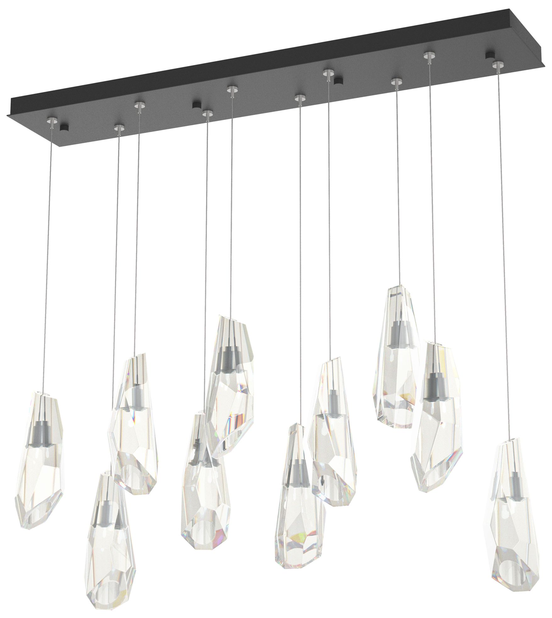 Luma 10-Light Large Crystal Rectangular Pendant Black Crystal Made to Order