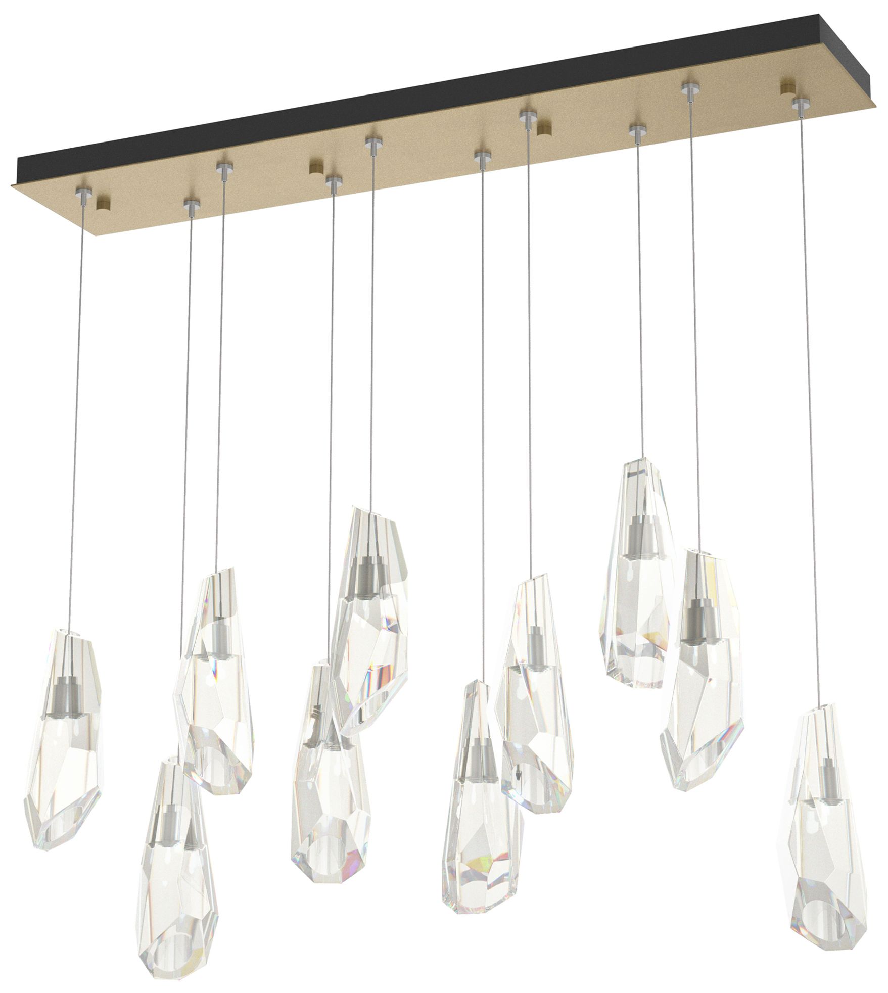 Luma 10-Light Large Crystal Rectangular Pendant Gold Crystal Made to Order