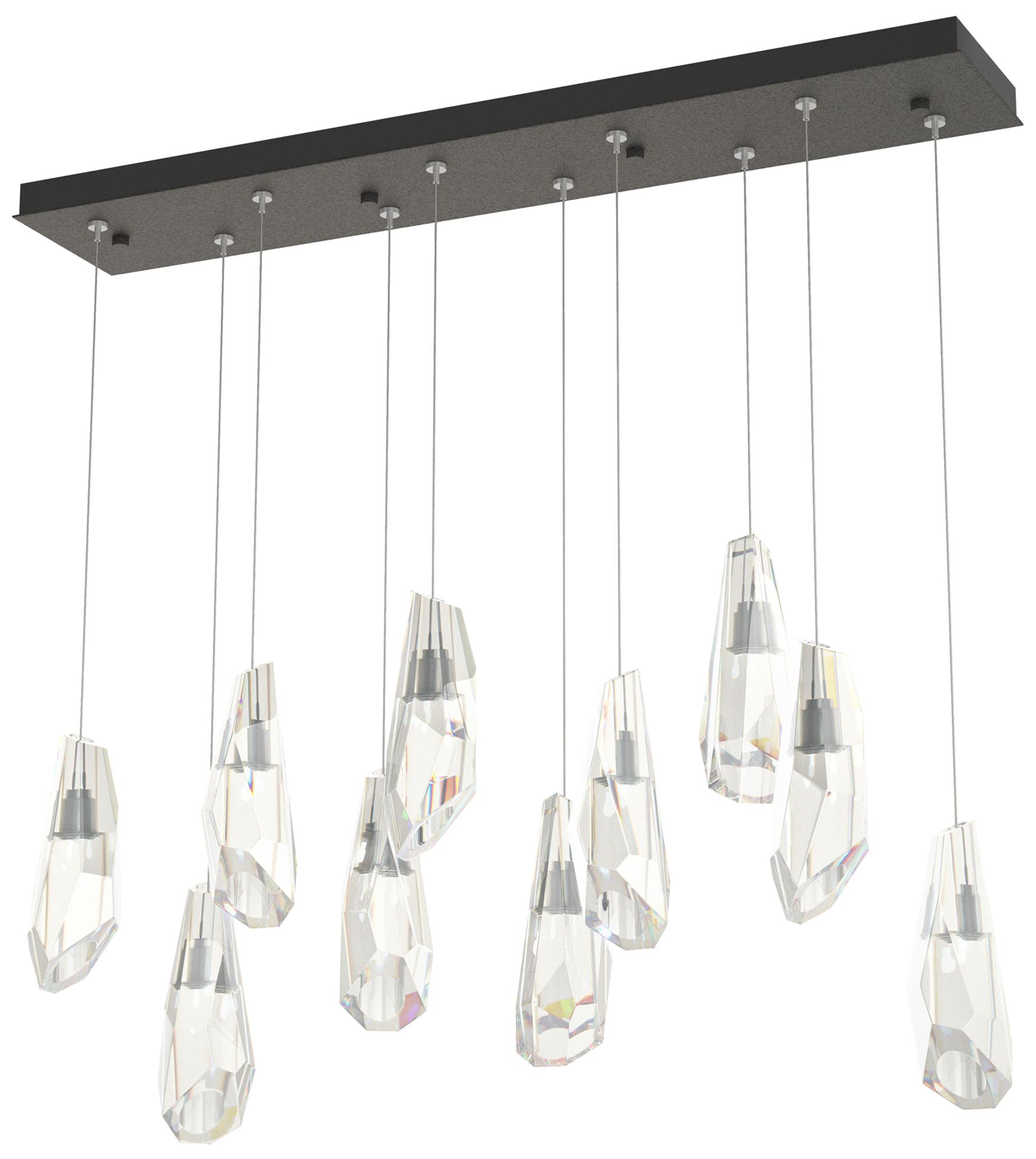 Luma 10-Light Large Crystal Rectangular Pendant Iron Crystal Made to Order