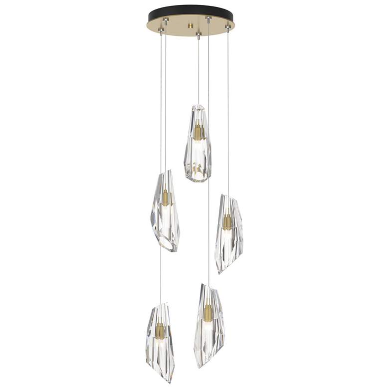 Image 1 Luma 14.5" Wide 5-Light Modern Brass Crystal Long Pendant