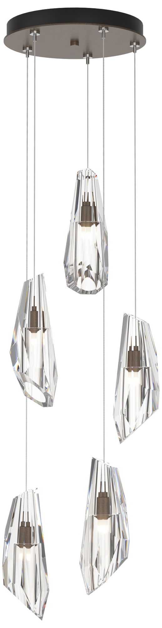 Luma 14.5" Wide 5-Light Bronze Crystal Long Pendant - Made to Order