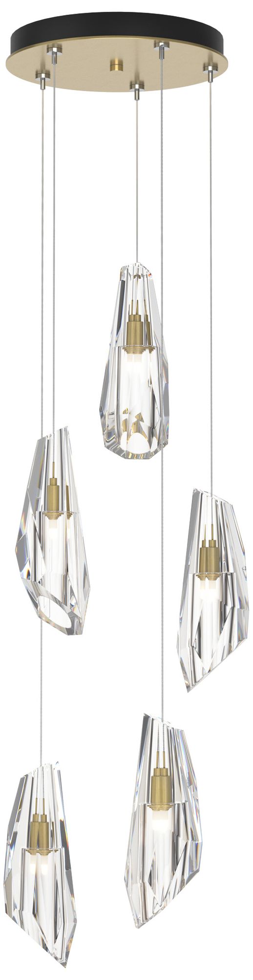 Luma 14.5" Wide 5-Light Modern Brass Crystal Long Pendant - Made to Order