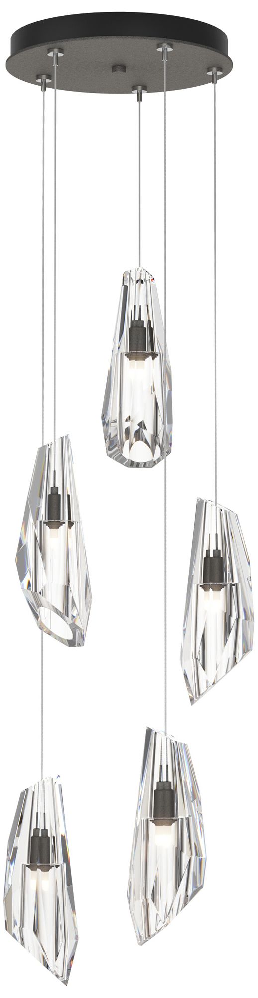 Luma 14.5" Wide 5-Light Natural Iron Crystal Long Pendant - Made to Order