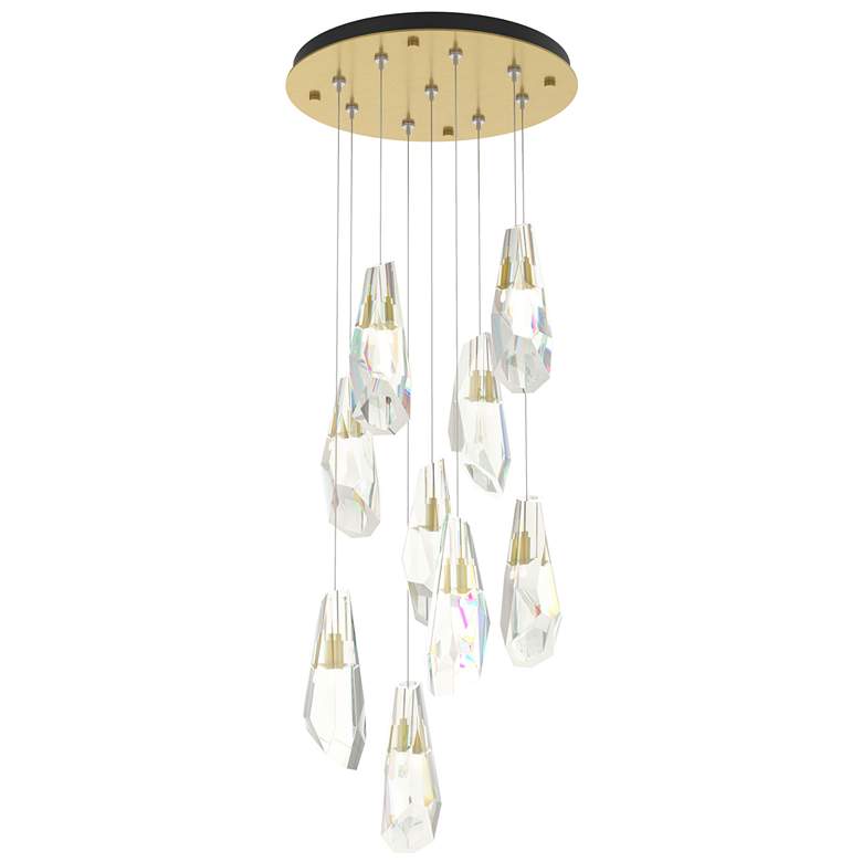 Image 1 Luma 20.5" 9-Light Round Modern Brass & Crystal Long Pendant