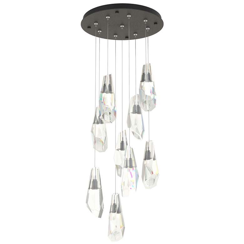 Image 1 Luma 20.5" 9-Light Round Natural Iron & Crystal Long Pendant