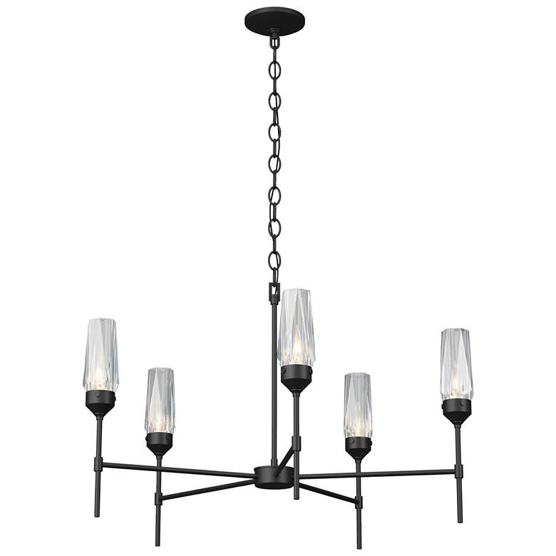Image 1 Luma 30.9" Wide Crystal Accented 5 Arm Black Chandelier