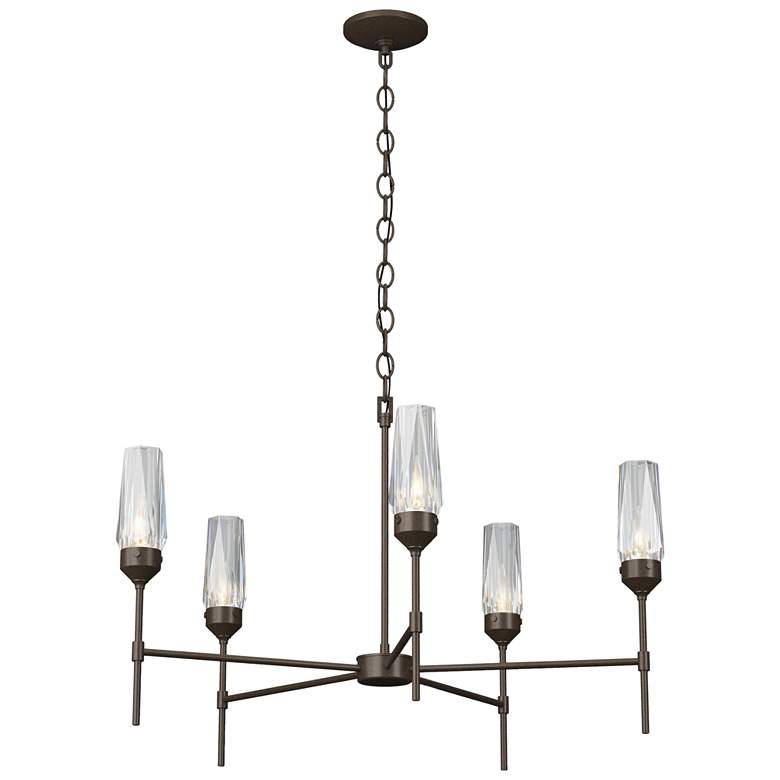 Image 1 Luma 30.9 inch Wide Crystal Accented 5 Arm Bronze Chandelier