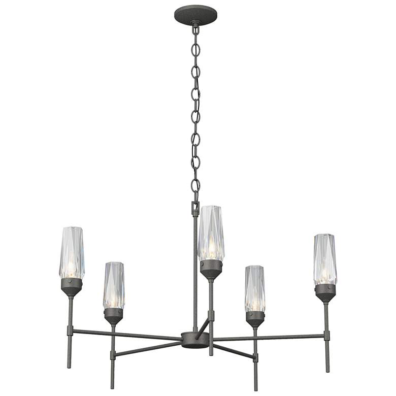 Image 1 Luma 30.9 inch Wide Crystal Accented 5 Arm Natural Iron Chandelier