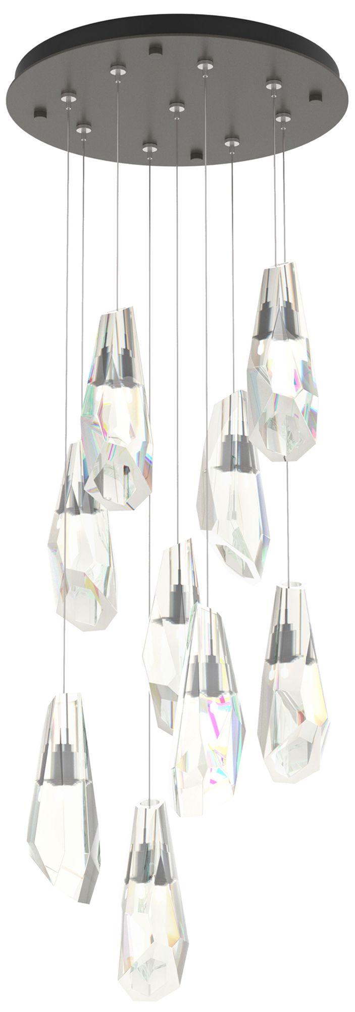 Luma 9-Light Large Crystal Round Pendant Dark Smoke Crystal Made to Order