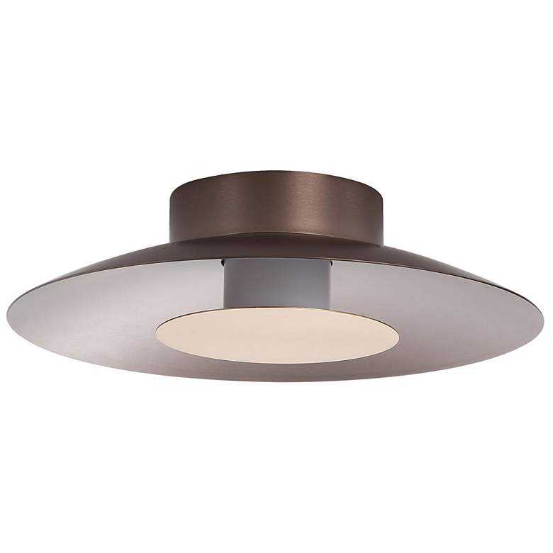 Image 1 Luma LED Flush Mount - 12" in Coffee Silver with French Gold Shade