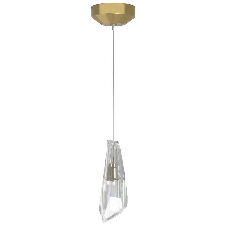 Image 1 Luma Mini Pendant - Modern Brass Finish - Crystal Accents