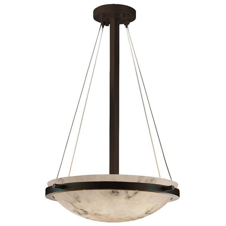 Image 1 LumenAria 18"W Matte Black Faux Alabaster Round Pendant Bowl w/ Ring L