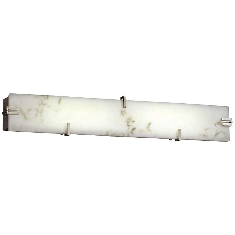 Image 1 LumenAria 28 1/4 inchW LED Faux Alabaster Nickel Bath Light