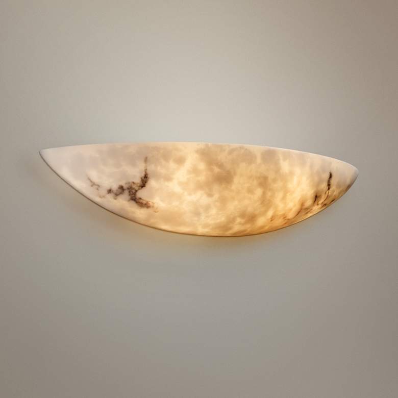 Image 1 LumenAria 5 inch High Faux Alabaster Large Sliver Wall Sconce