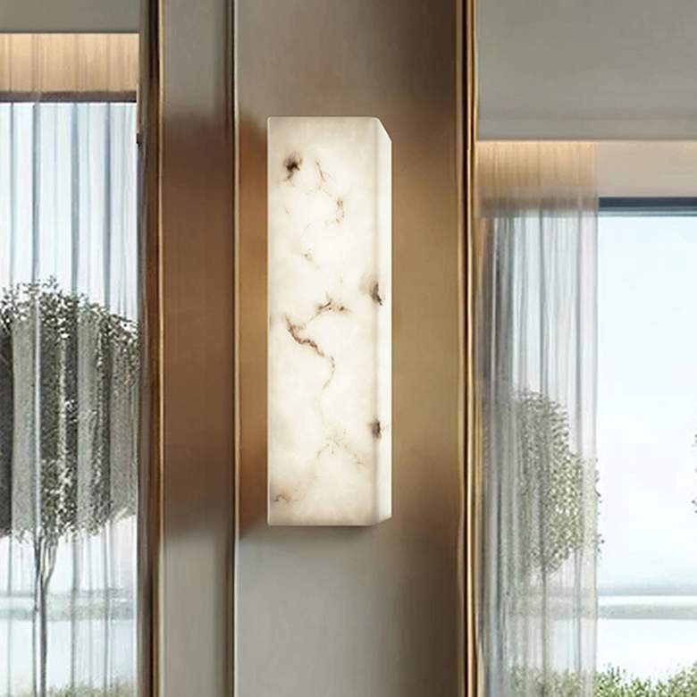 Image 1 LumenAria Medley 17" High Faux Alabaster LED ADA Wall Sconce