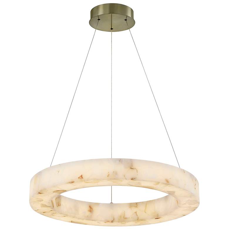Image 2 LumenAria Medley 24" Wide Alabaster Rocks LED Ring Pendant