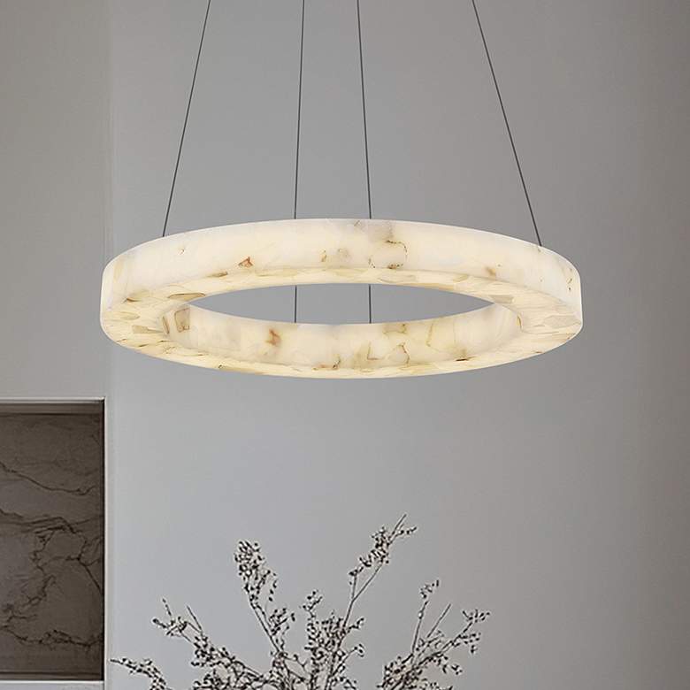 Image 1 LumenAria Medley 24" Wide Alabaster Rocks LED Ring Pendant
