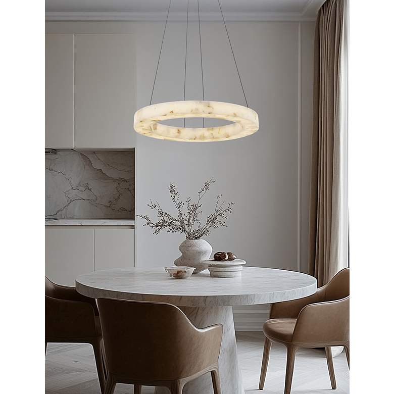 Image 3 LumenAria Medley 24" Wide Alabaster Rocks LED Ring Pendant more views