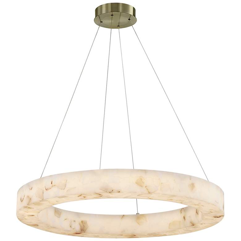 Image 2 LumenAria Medley 32" Wide Alabaster Rocks LED Ring Pendant