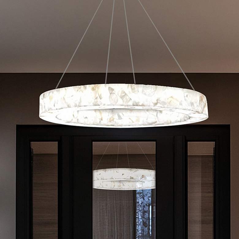 Image 1 LumenAria Medley 32" Wide Alabaster Rocks LED Ring Pendant