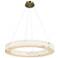 LumenAria Medley 32"W Brass LED Ring Pendant w/ Faux Alabaster Shade