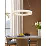 3_LumenAria Medley 32"W Brass LED Ring Pendant w/ Faux Alabaster Shade more views