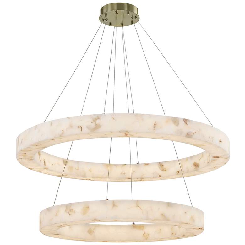 Image 2 LumenAria Medley 42" Wide 2-Tier Alabaster Rocks LED Ring Pendant