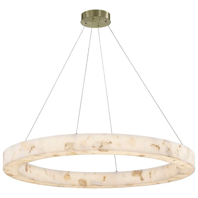 Image 2 LumenAria Medley 42" Wide Alabaster Rocks LED Ring Pendant