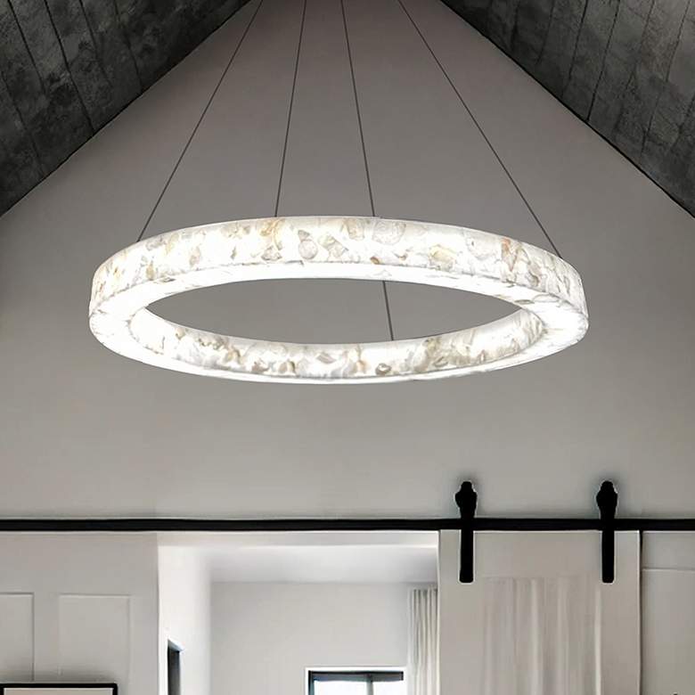 Image 1 LumenAria Medley 42" Wide Alabaster Rocks LED Ring Pendant